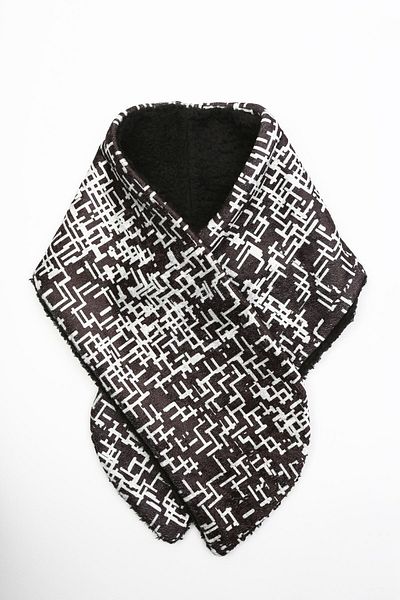 HAMUR Eșarfă pentru gât pentru femei, cu nasturi, catifea de pluș, tweed negru