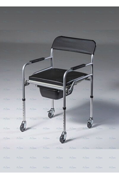 ermöztürk medikal Seyyar Katlanabilir Hasta Yaşlı Tuvalet Sandalyesi Klozetli Wc Li Oturak Döşemeli Tekerlekli Frenli