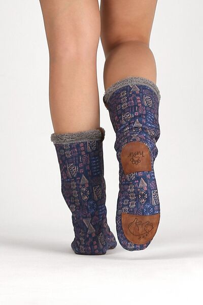 HAMUR Colorful Patterned Women's Winter Socks - Non-Slip Booties, African Gray Wellsoft Crp-045
