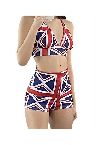 Rosy Live in style British Flag Patterned Sucuba Kumastan Shorts Set