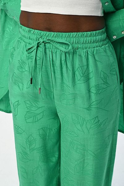 Orfeo Negro PANTALONI VERZI CU FRUNZĂ