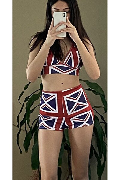 Rosy Live in style British Flag Patterned Sucuba Kumastan Shorts Set