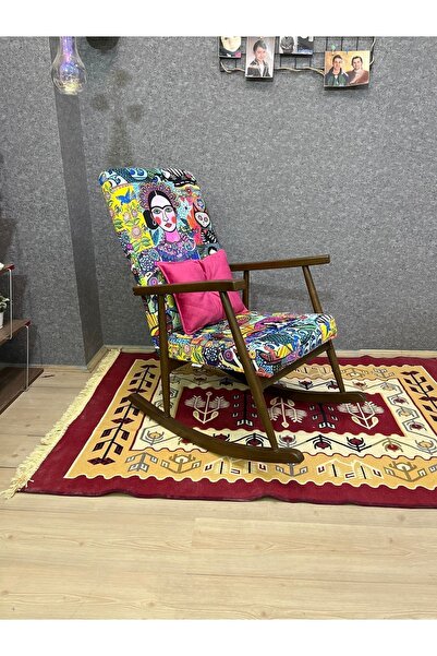 Asedia Trend Ceviz Diego Modern Ahşap Sallanan Sandalye Dinlenme Emzirme Baba...