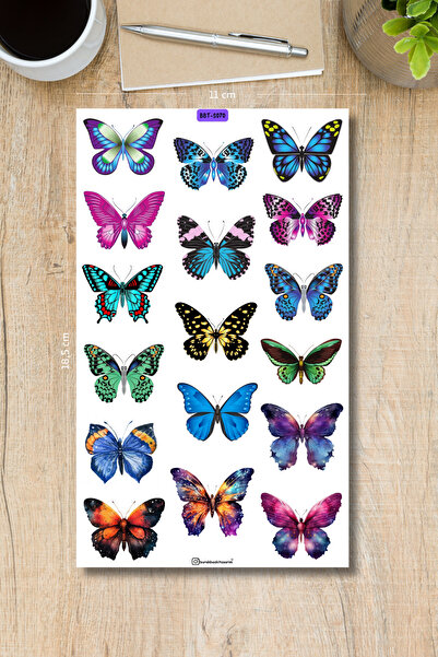 Burak Baskı Tasarım Colorful Butterfly Stickers - for Planner, Bullet Journal...