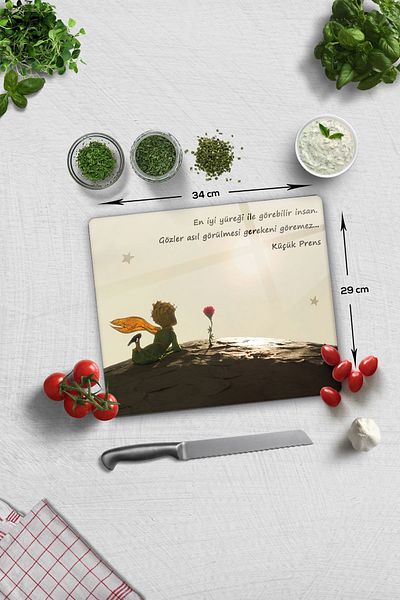 Decorita Glass Cutting Board - Glass Cutting Board |   The Little Prince - Eyes |   29cm X 34cm
