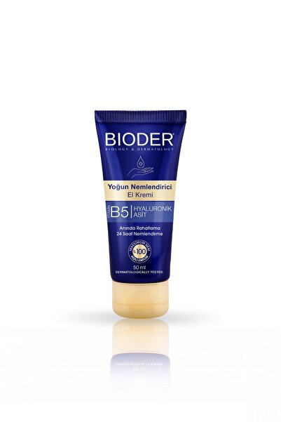 Bioder 50 ml Intensive Moisturizing Hand Cream - Vitamin B5 and Hyaluronic Acid, 24 Hour Effect, Alcohol Free