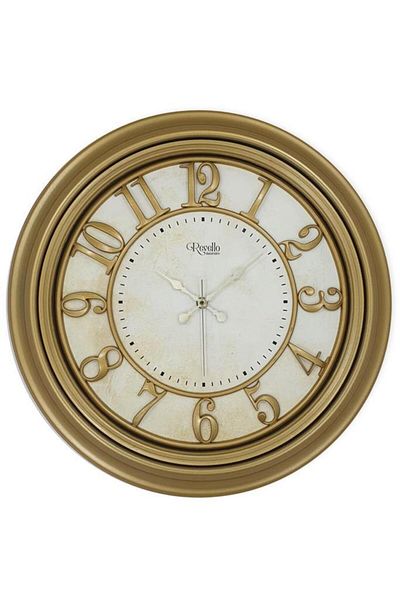 Tiesa Home Plastic Embossed Numeral Vintage Wall Clock Gold 47cm