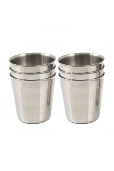 HSGL 6-Piece 220 Ml Stainless Steel Metal Camping Cup - 430 Quality