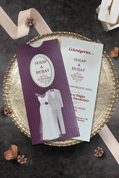 Cem Davetiye Düğün Nişan Nikah Kına Davetiyesi 3438 (100 ADET) Baskı Dahil