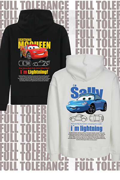 FULL TOLERANCE Hanorac unisex, alb, negru, I'm Sally And Lightning McQueen Ca...