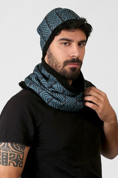 HAMUR Green Men's Beret and Neck Collar Set of 2 Set Bb-104