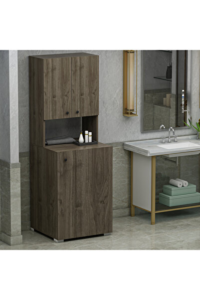 Ninnimo Ceviz Çamaşır Makinesi Dolabı ,kurutma Makinesi Dolabı ,iki Raflı Çam...