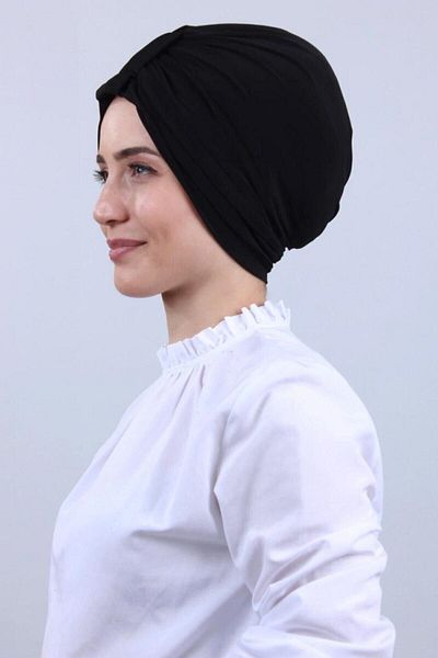 Gül Esarp Eyüpsultan Women's Black Double Sided 3-Stripes Bonnet