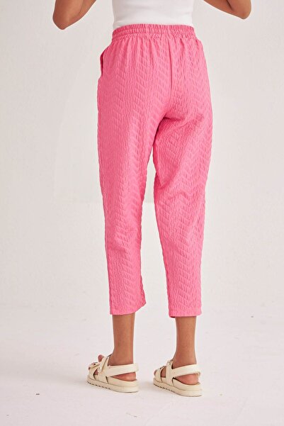 Orfeo Negro WOMEN'S GEOMETRIC PATTERNED COMFORTABLE FIT FABRIC TROUSERS