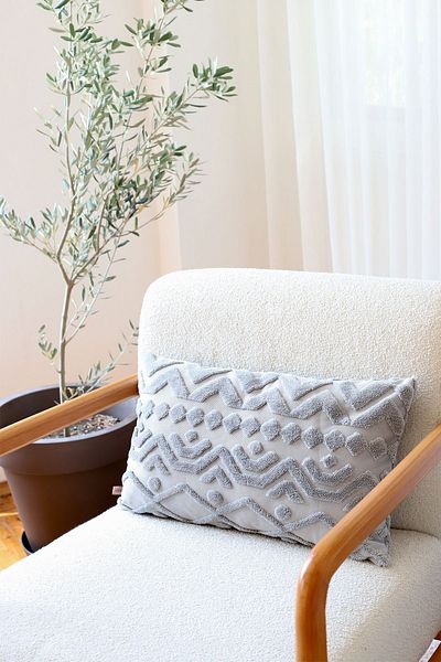 HAMUR Husă de pernă decorativă dreptunghiulară cu design special boem Letta Grey