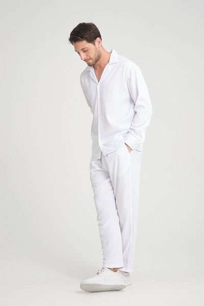 Rocqerx R-4396 Apache Collar Long Sleeve Shirt and Elastic Waist Pants Set
