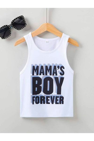 Afternoon Kids White ''Mamas Boy Forever'' Printed Boys' Tank Top