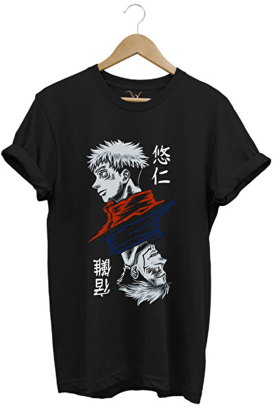 WİDİ Anime Jujutsu Kaisen Štampano 100% pamuk Crna T-shirt
