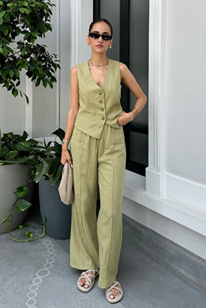 Nazliye Linen Set - Pants and Vest Set