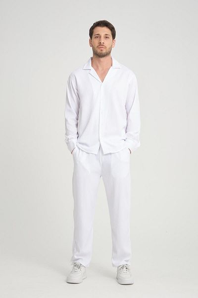 Rocqerx R-4396 Apache Collar Long Sleeve Shirt and Elastic Waist Pants Set