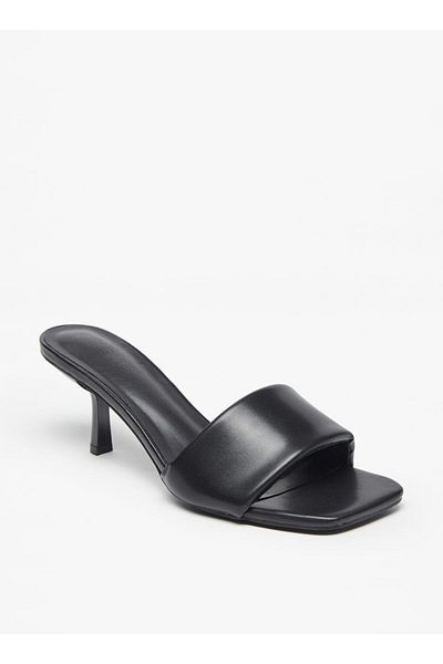 Celeste Women's Solid Slip-On Sandals with Kitten Heels