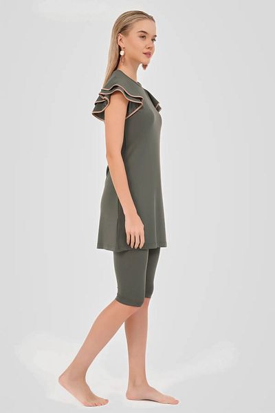 ALFASA Γυναικεία - Flounced Sleeve, Half Covered Tights Λεπτομερές μαγιό
