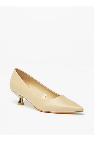 Flora Bella by Shoexpress Solid Slip-On Pointed Toe Pumps with Kitten Heels