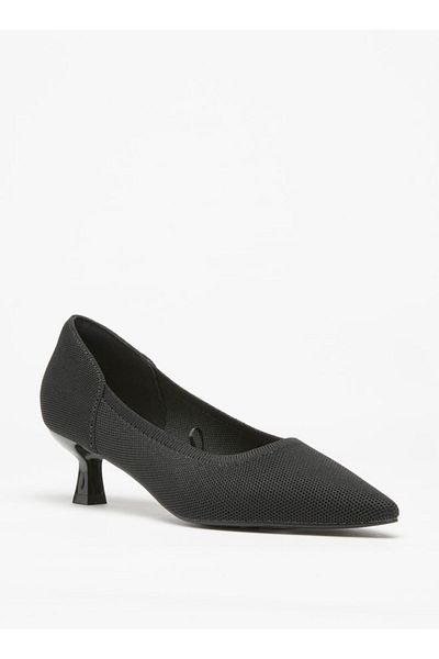 Flora Bella by Shoexpress Textured Pointed Toe Slip-On Pumps with Kitten Heels
