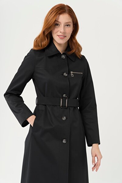 Olcay Αξεσουάρ φερμουάρ γιακά πουκαμίσου Αδιάβροχη καμπαρντίνα Μαύρο 6430