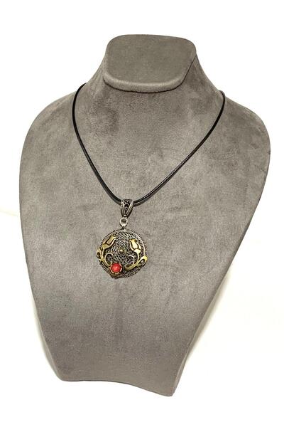 Doğan Silver 925 AYAR GÜMÜŞ AKİK TAŞLI OTANTİK KOLYE