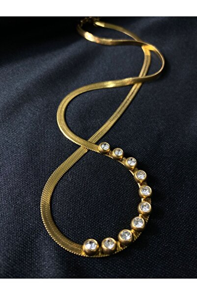 Passionis Jewelry Stoned Steel Italian Chain Necklace