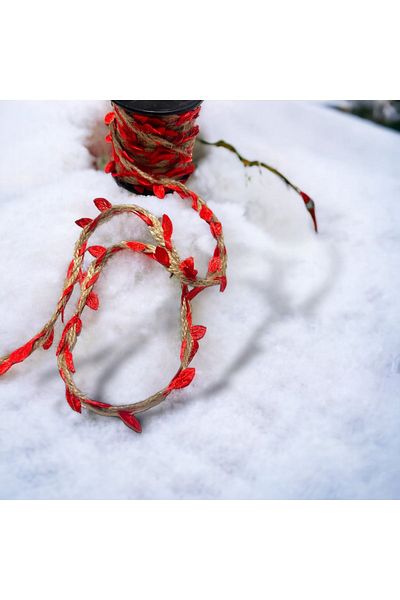 BukiroAtelier Knitted Jute Leaf Ribbon Wicker Leafy Ribbon Leafy Rope Decorative Ribbon Jute Ribbon 2 Meters