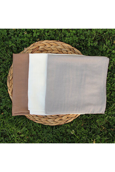 VEGA MODA 3 قطع من قماش القنب الصلب - ملون ومخيط، كتان، أبيض داكن، رمادي