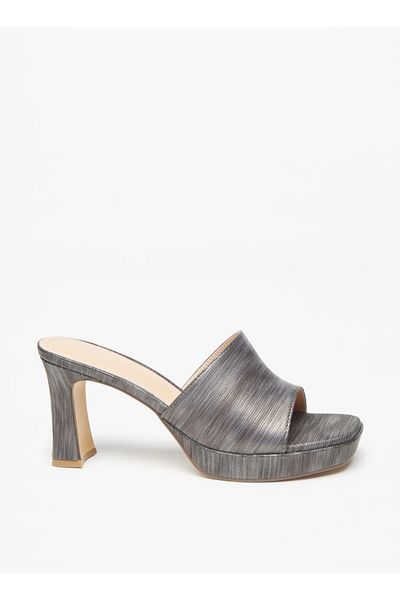 Flora Bella by Shoexpress Textured Slip-On Sandals with Block Heels