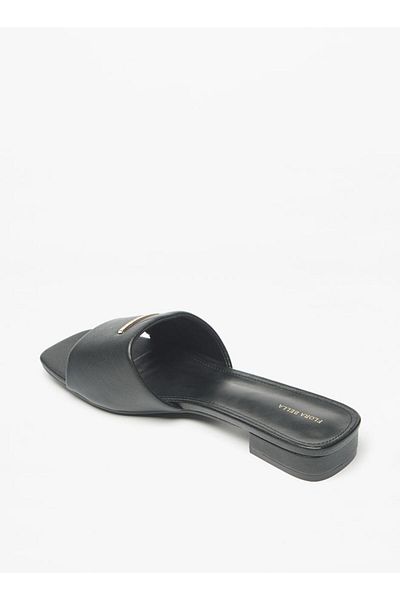 Flora Bella by Shoexpress Logo Detail Slip-On Sandals with Block Heels