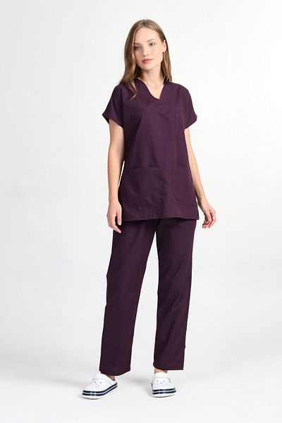 BAŞAK Unisex Murdum Bumbac Lycra Manșon Liliac Asistentă și Doctor Jersey - Uniforma de spital