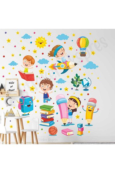 Sticker Ekspres Σετ μολύβι και παιδικό γυάλινο αυτοκόλλητο για το νηπιαγωγείο και το νηπιαγωγείο