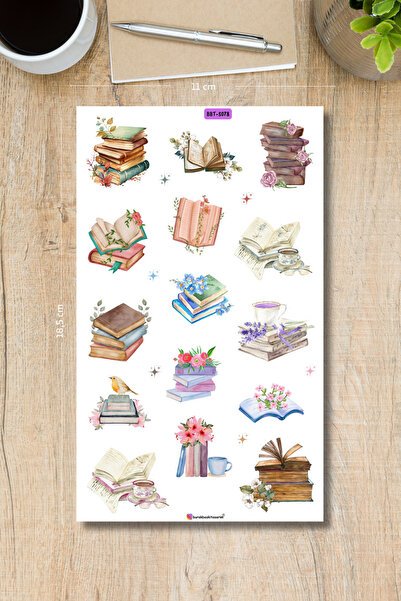 Burak Baskı Tasarım Floral Patterned Book Stickers - for Planner, Bullet Jour...
