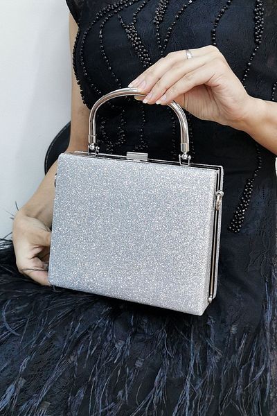 NAZART Γυναικεία τσάντα Clutch βραδινό φόρεμα Silver Sand Sim