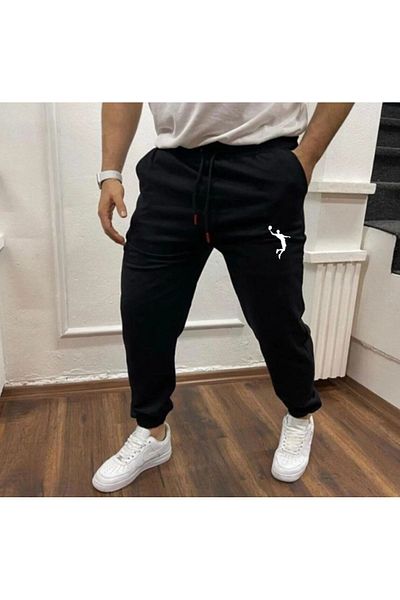 DURAN SPORT BLACK BASKET Pantaloni de trening pentru bărbați Paca Ribana cu talie slimfit
