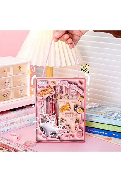 Bakmakistersen 6lı Kawaii Kalem Silgi Cetvel Kırtasiye Seti