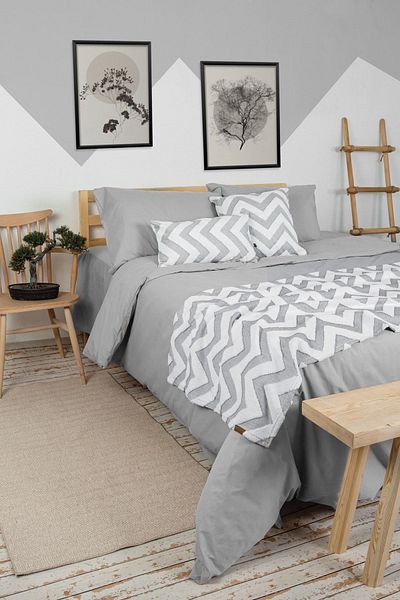 HAMUR Bed Runner Throw Pillow Set Bohemian Punch Punch Pattern Bedspread Line Gray