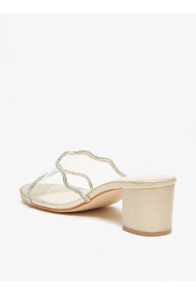 Flora Bella by Shoexpress Embellished Slip-On Sandals with Block Heels