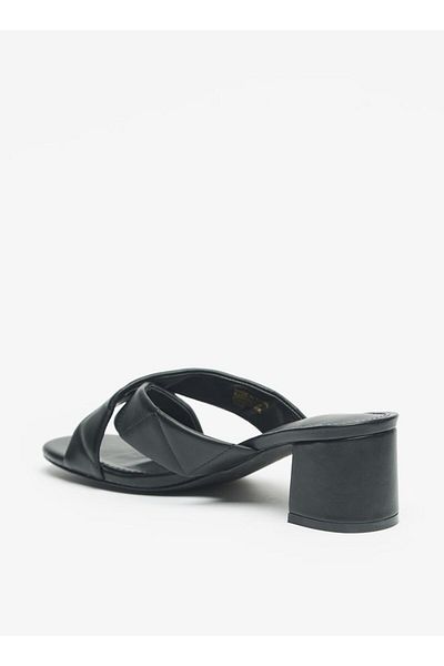Flora Bella by Shoexpress Quilted Slip-On Cross Strap Sandals with Block Heels