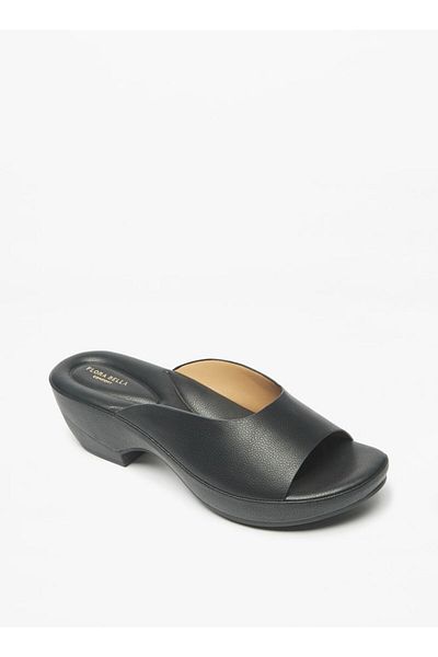 Flora Bella by Shoexpress Solid Slip-On Sandals with Block Heels