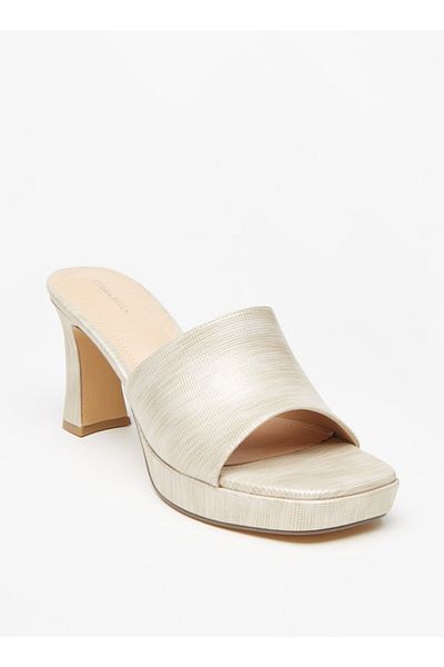 Flora Bella by Shoexpress Textured Slip-On Sandals with Block Heels