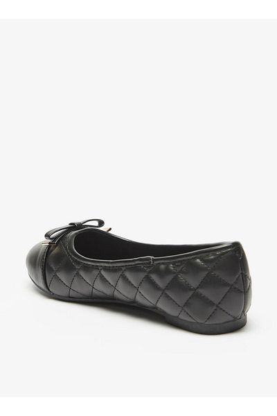 Flora Bella by Shoexpress Slip-On Textured Ballerina Shoes with Bow Accent
