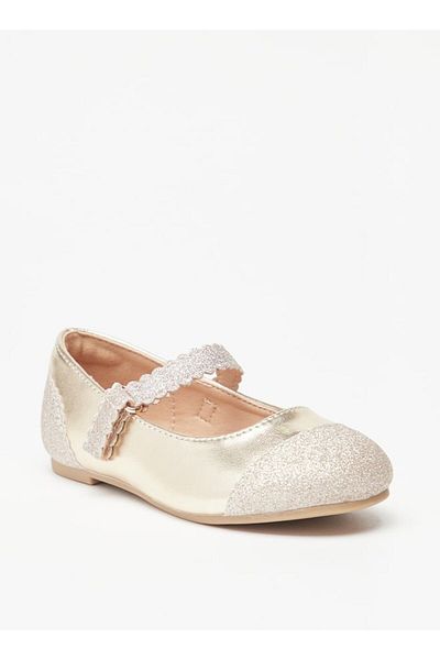 Juniors Textured Ballerina Shoes with Hook and Loop Closure