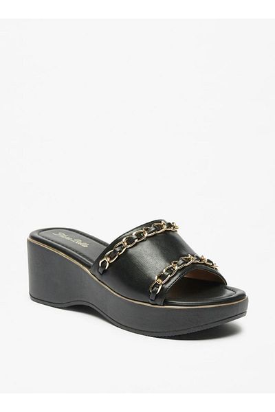 Flora Bella by Shoexpress Embellished Slip-On Flatform Heels Sandals