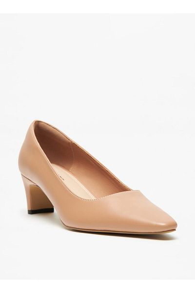 Celeste Women's Solid Pointed Toe Pumps with Block Heels